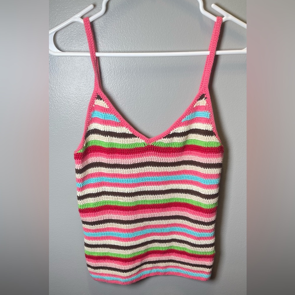 Tommy Hilfiger Women’s Vintage Hand Knitted Tank Top Multicolor Size Medium